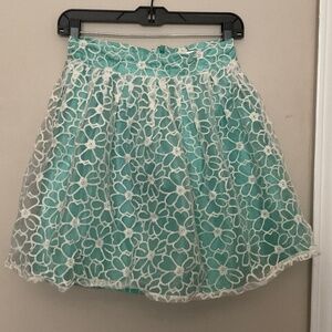 Modcloth Small Teal Floral Organza Skirt NWOT